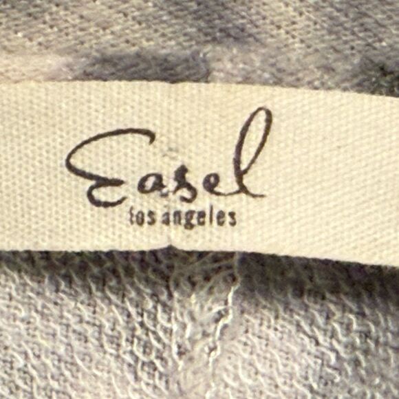 Easel Los Angeles Stars Soft Knit Dolman Sleeve Top Gray Off White Size Medium - Picture 4 of 5